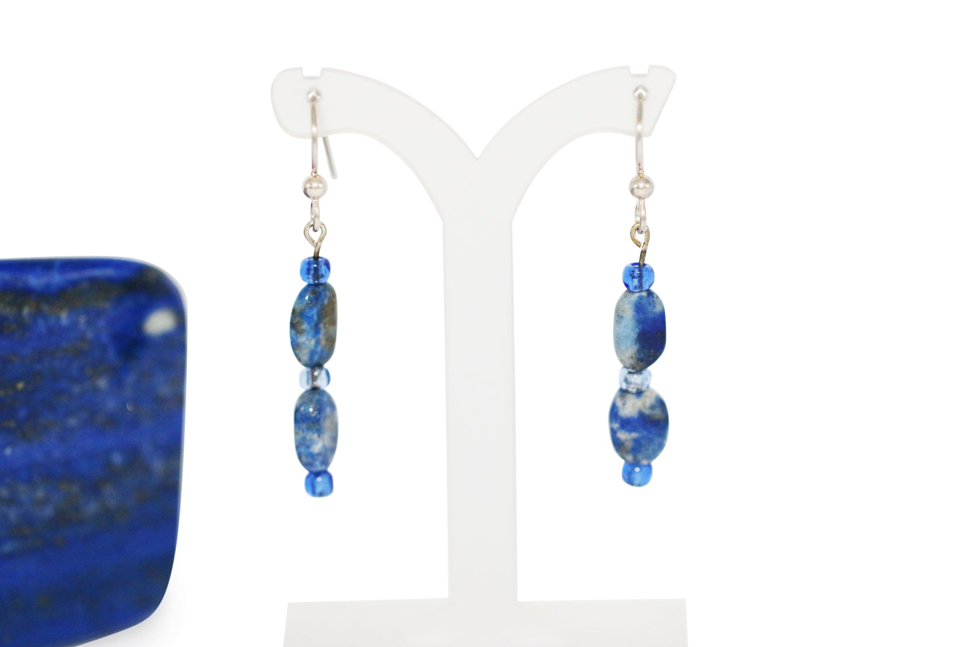 Lapis Blue Natural Gemstones Sterling Silver Fishhook Earrings - Annabel's Jewelry & Leather