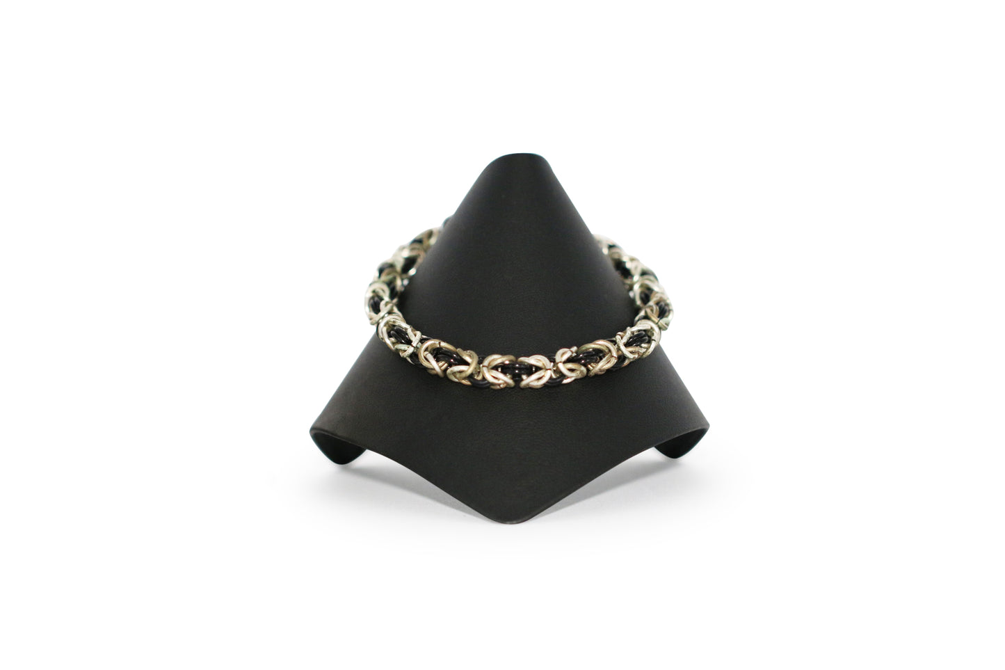 Black & Silver Byzantine 8" Bracelet