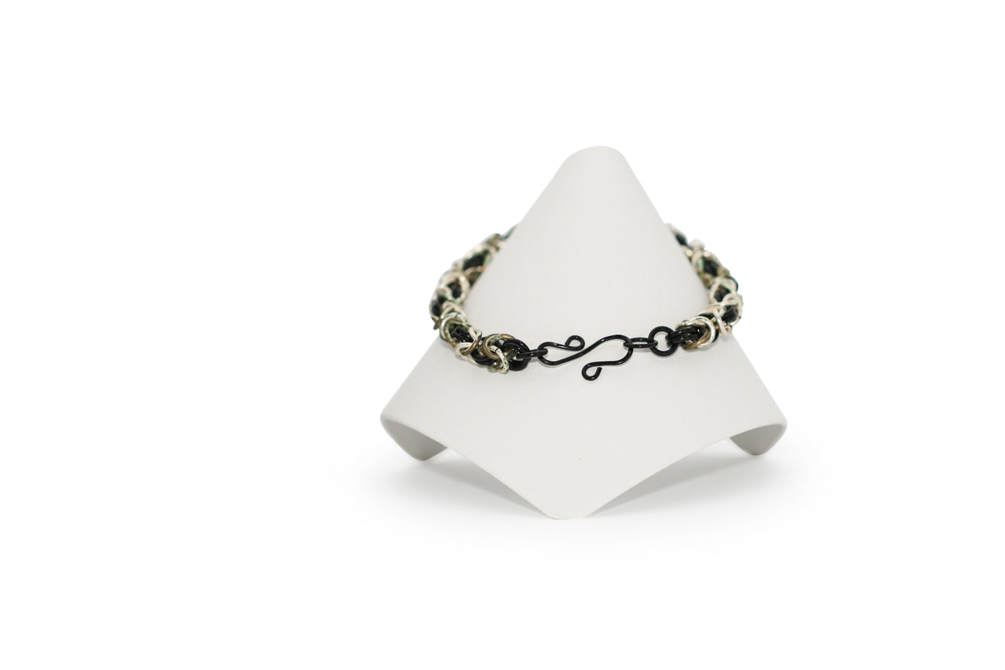 Black & Silver Byzantine 8" Bracelet