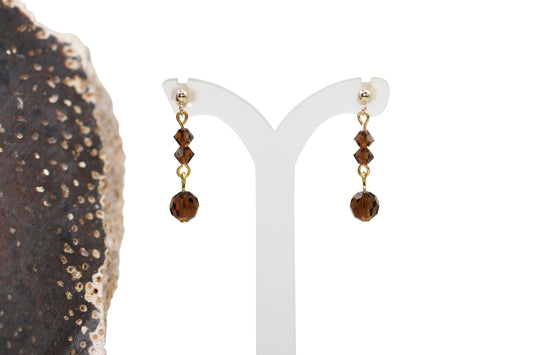 Smoke Topaz Crystals Earrings