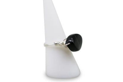Wire Wrapped Onyx  Size 8 Ring