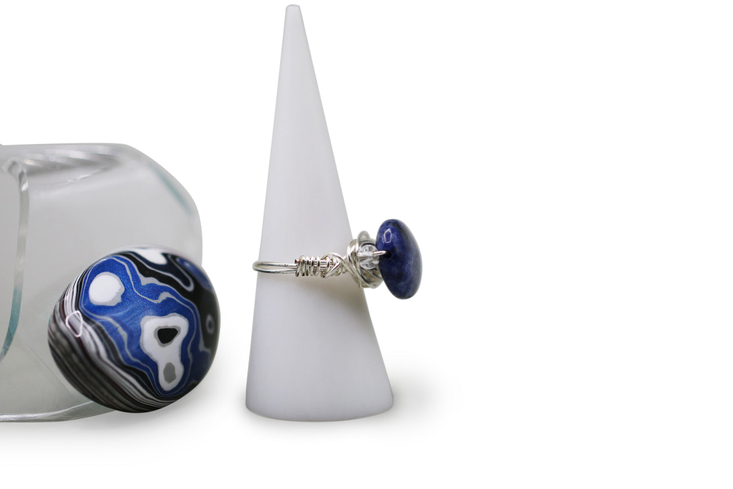 Wire Wrapped 7 1/2 Sodalite Ring