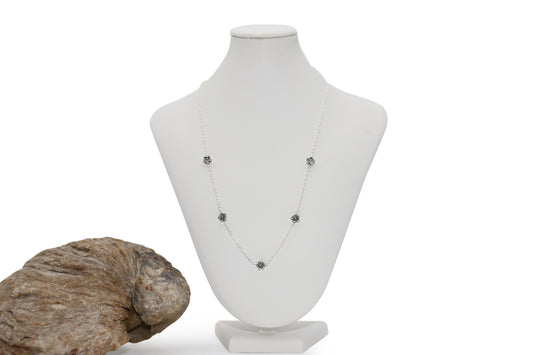Antique Silver Flowers 16" Necklace