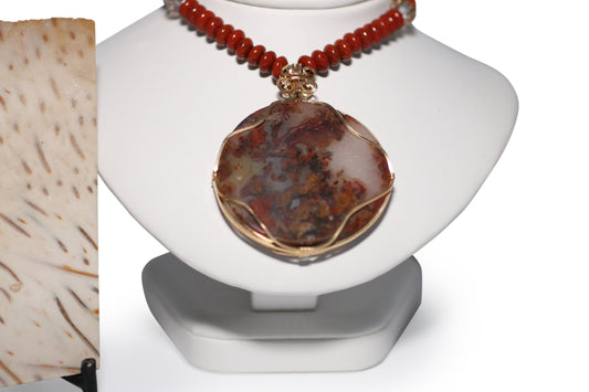 Red Plume Agate 24" Necklace
