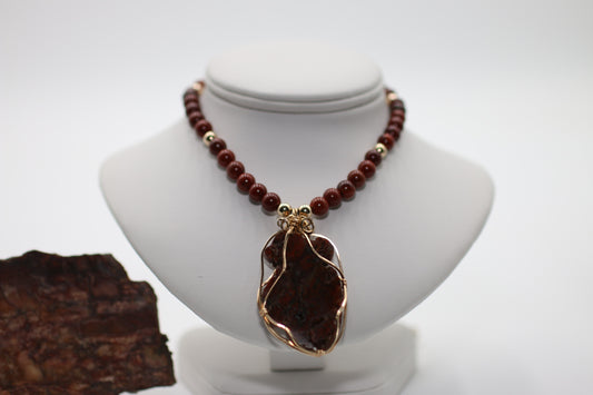 Red Plume Agate 23" Necklace