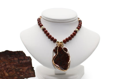 Red Plume Agate 23" Necklace