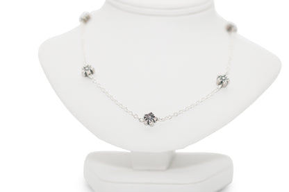 Antique Silver Flowers 16" Necklace