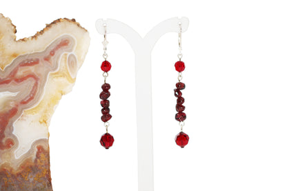Garnet Gemstone Chips Earrings