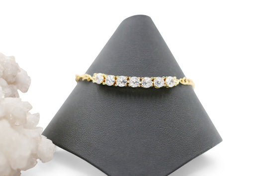 Clear CZ 8" Gold Bracelet
