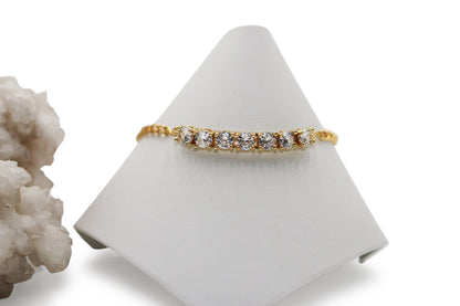 Clear CZ 8" Gold Bracelet