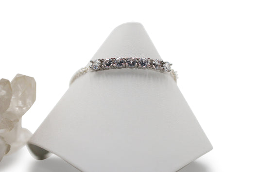 Clear CZ 8" Silver Bracelet