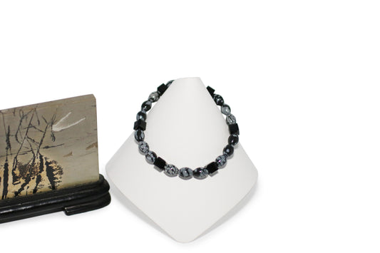Snowflake Obsidian 6-3/4" Stretchy Bracelet