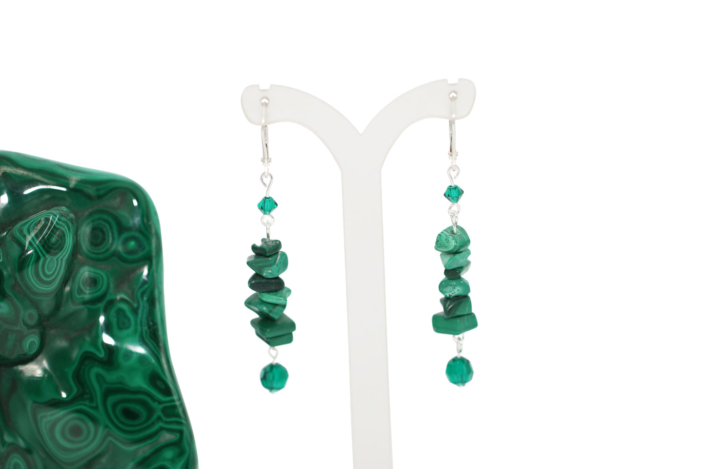 Malachite Gemstones Chips Earrings