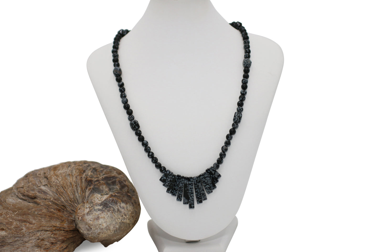 Snowflake Obsidian  22" Necklace