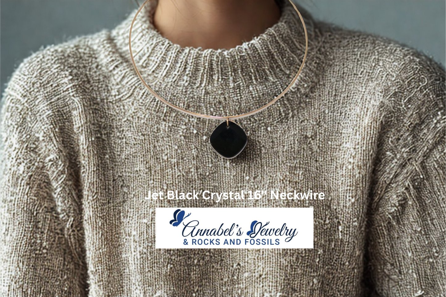 Jet Black Crystal 16" Neckwire