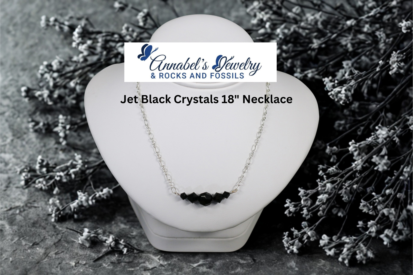 Jet Black Crystals 18" Necklace