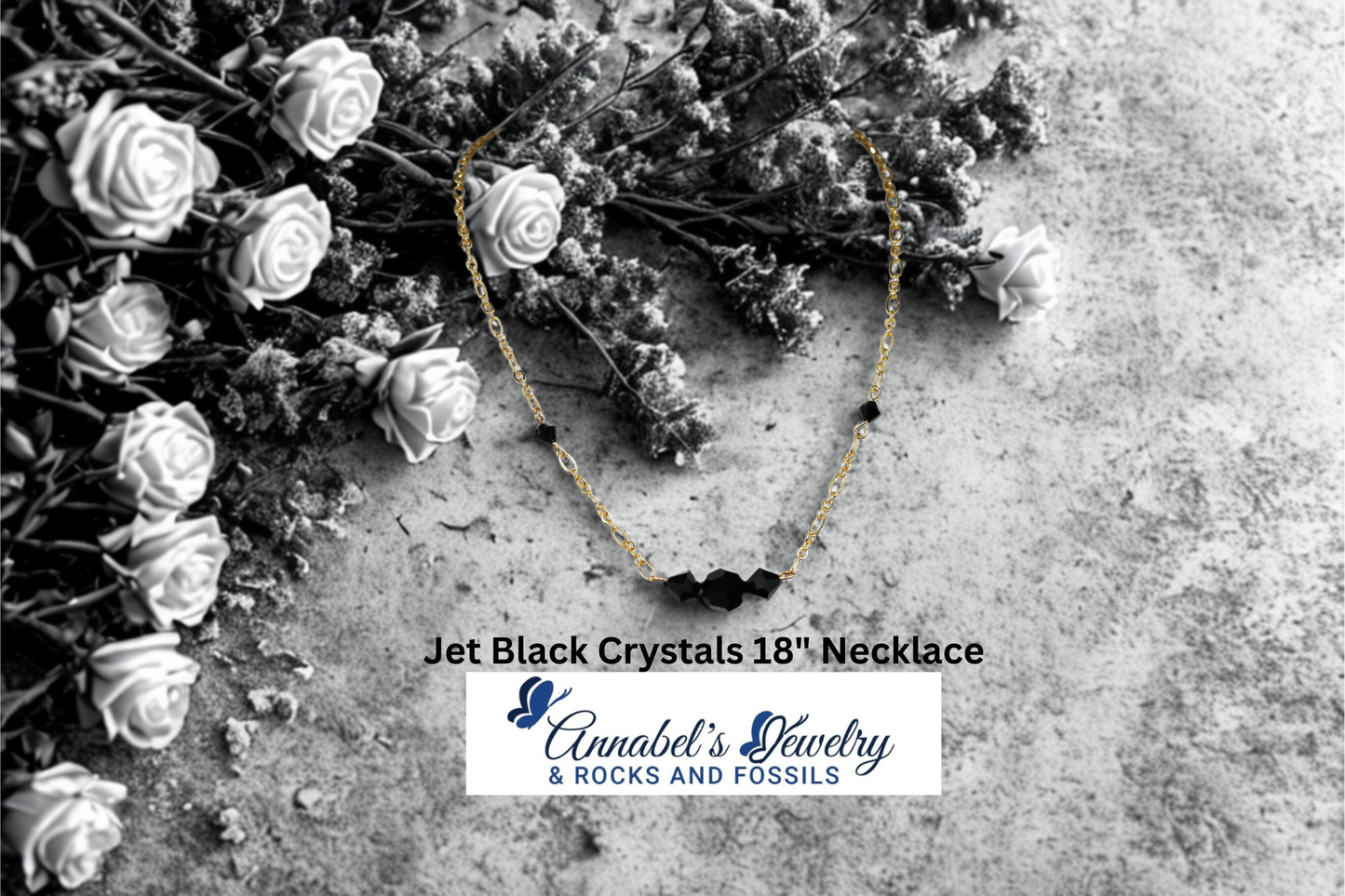 Jet Black Crystals 18" Necklace