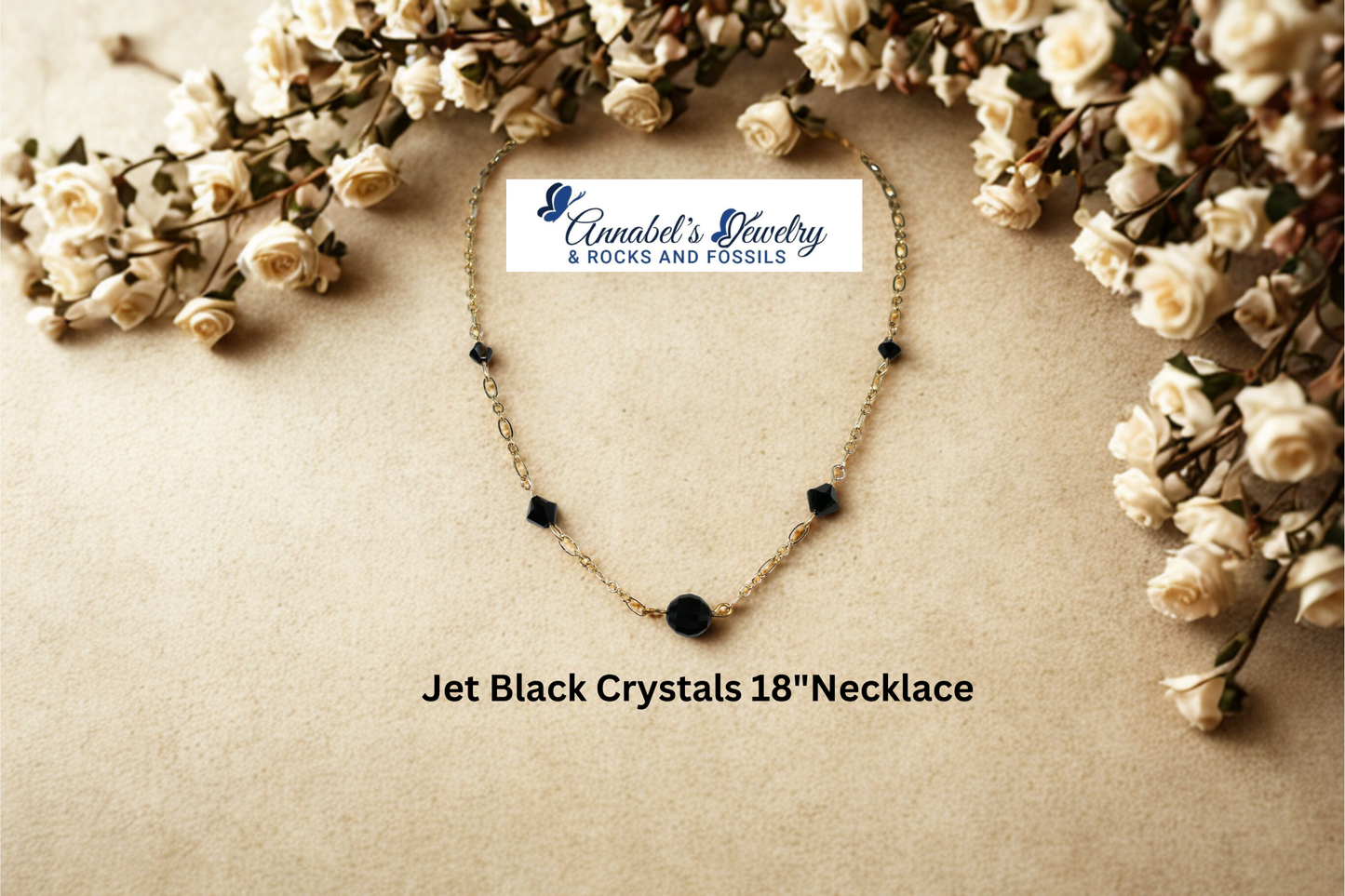 Jet Black Crystals 18"Necklace