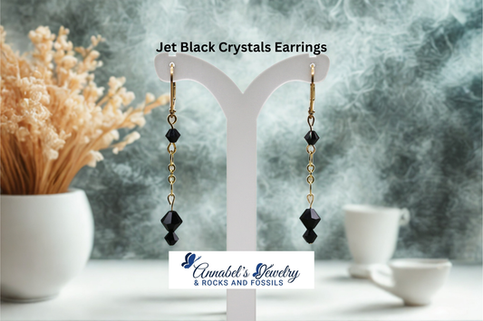 Jet Black Crystals Earrings