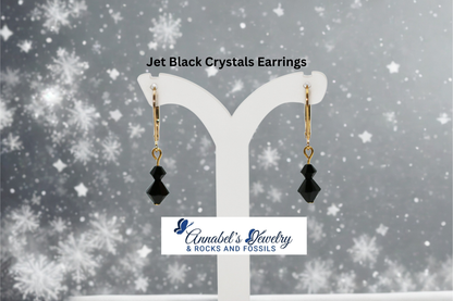 Jet Black Crystals Earrings