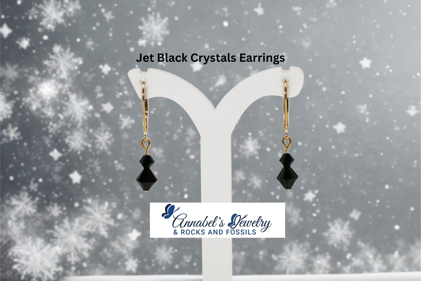 Jet Black Crystals Gold Set