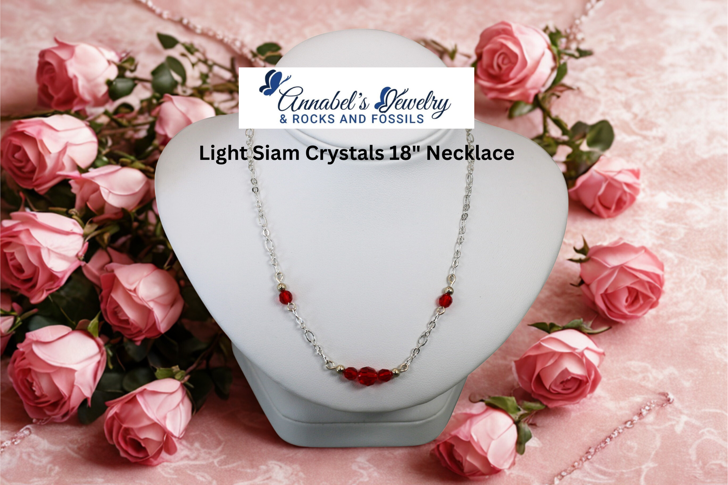 Light Siam Crystals 18" Necklace