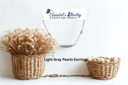Light Gray Pearls Silver Set