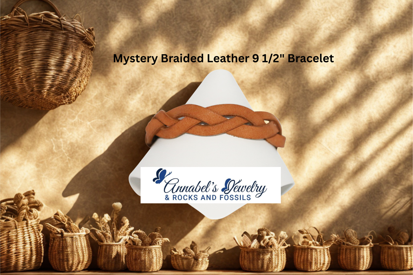 Mystery Braided Leather 9 1/2" Bracelet