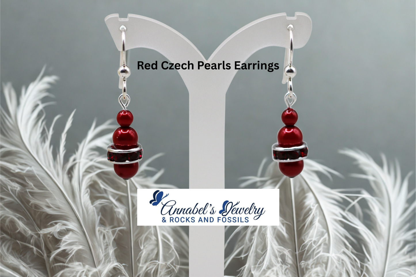 Red Czech Pearls Earrings