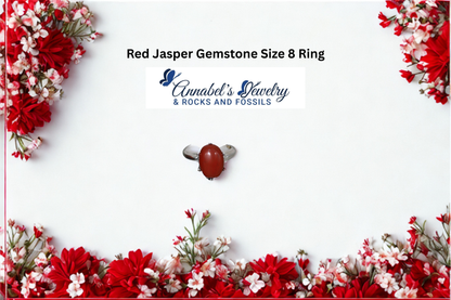 Red Jasper Gemstone Size 8 Ring