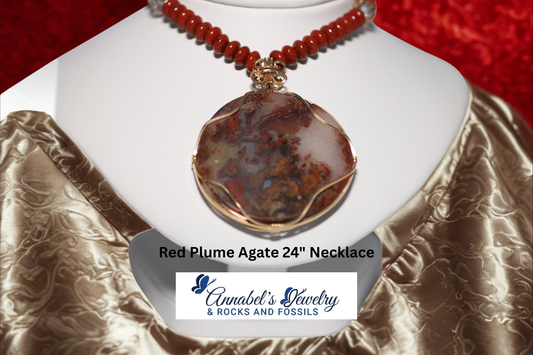 Red Plume Agate 24" Necklace