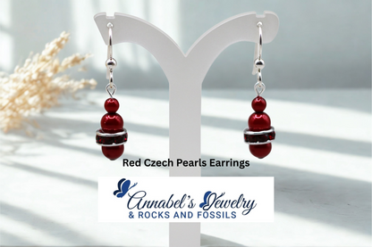 Red Czech Pearls  Set