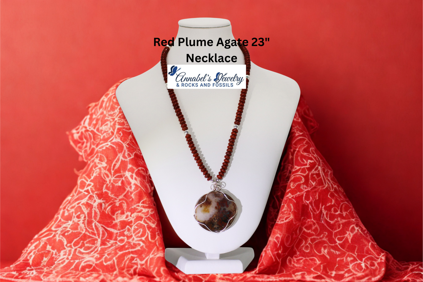 Red Plume Agate 23" Necklace