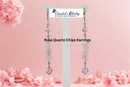 Rose Quartz Chips Earrings