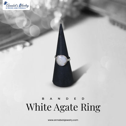 Banded White Agate Size 5 1/2 Ring