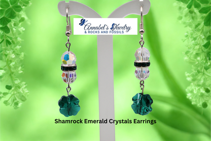 Shamrock Emerald Crystals Earrings