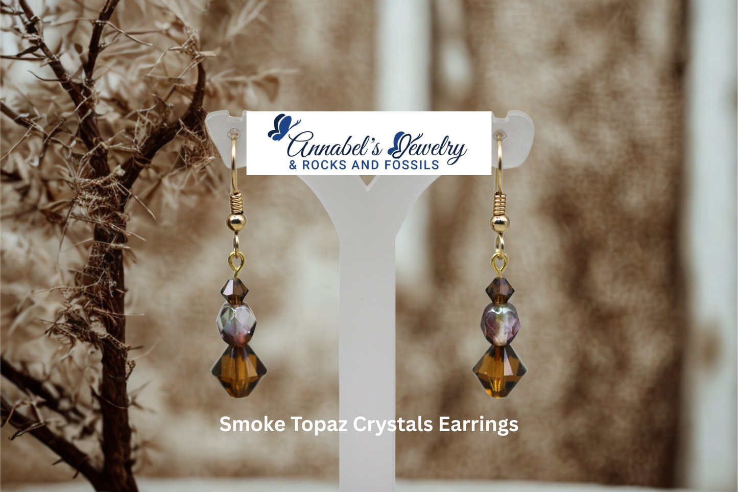 Smoke Topaz Crystals Earrings