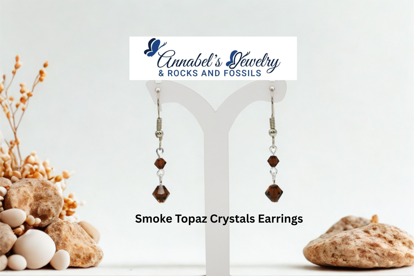 Smoke Topaz Crystals Earrings