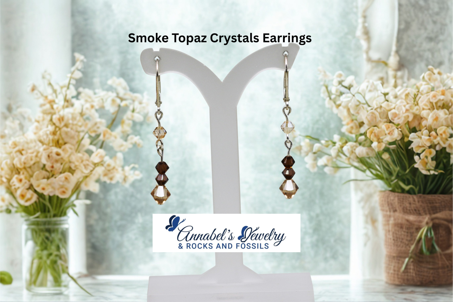 Smoke Topaz Crystals Earrings