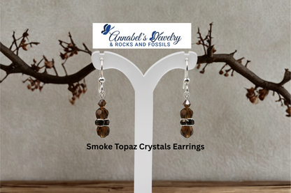Smoke Topaz Crystals Earrings
