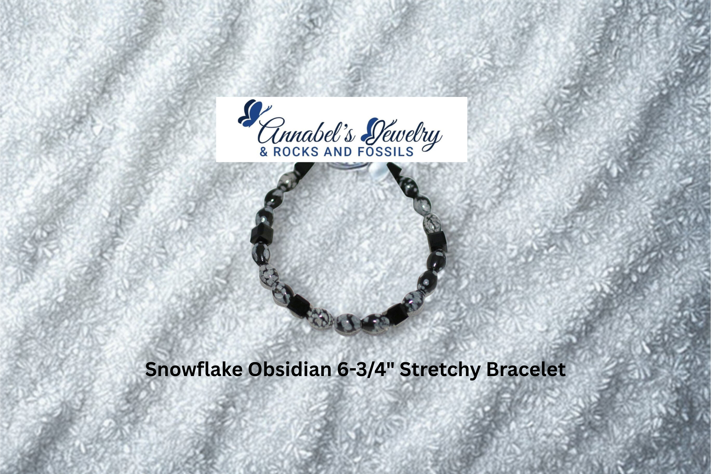Snowflake Obsidian 6-3/4" Stretchy Bracelet