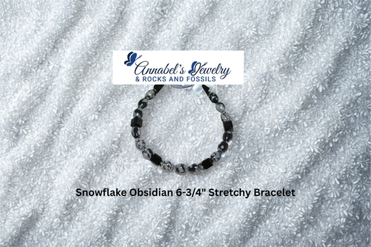 Snowflake Obsidian 6-3/4" Stretchy Bracelet