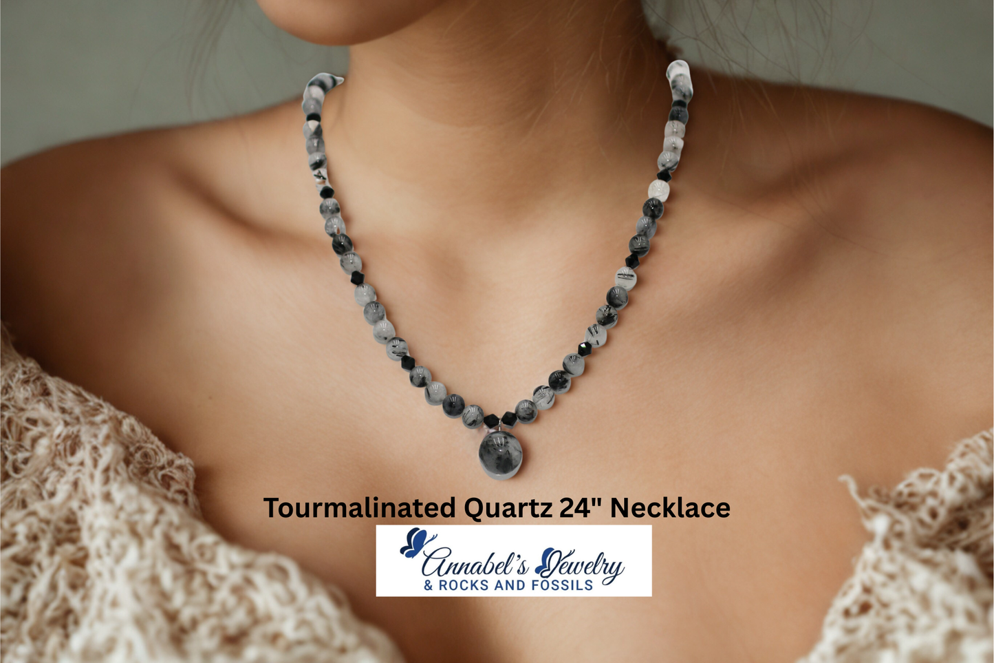 Tourmalinated Quartz 24" Necklace