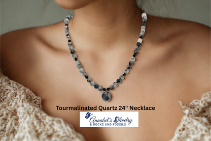 Tourmalinated Quartz 24" Necklace