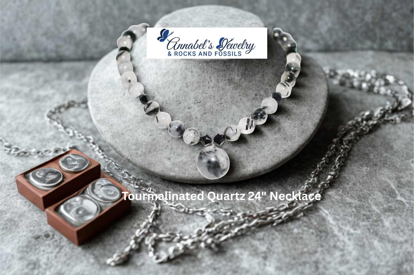 Tourmalinated Quartz 24" Necklace