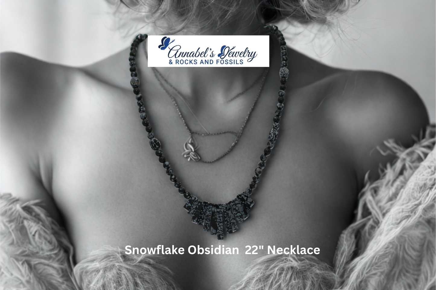 Snowflake Obsidian  22" Necklace